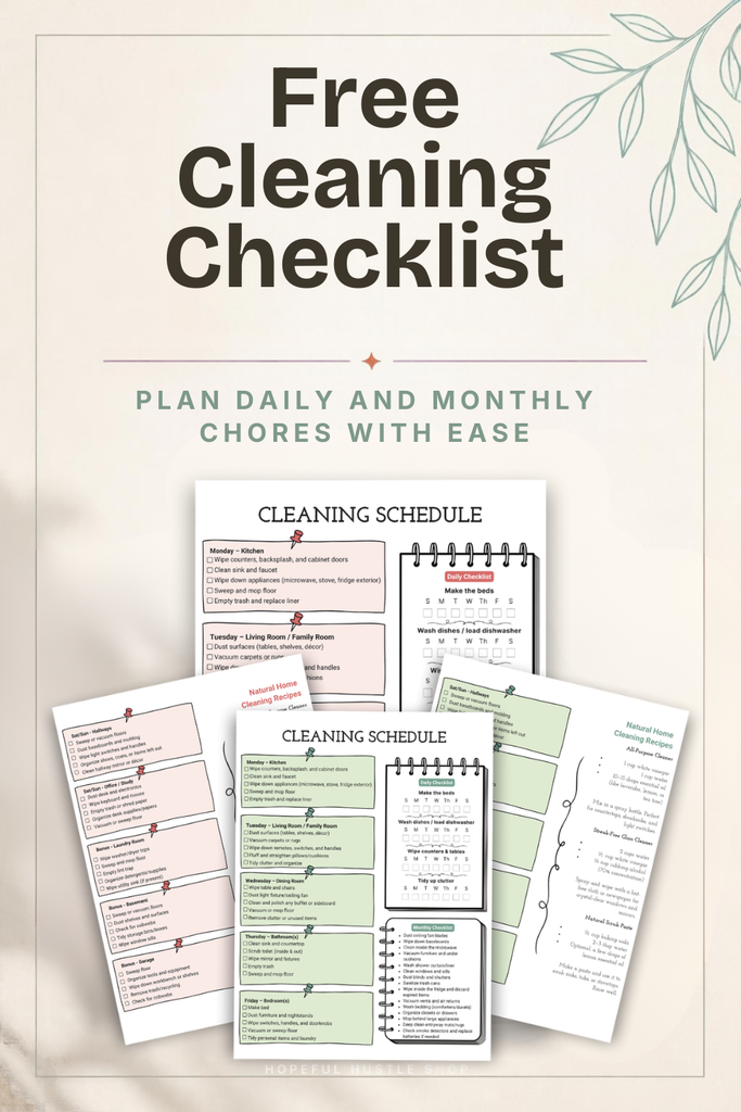 cleaning checklist printable pinterest pin 1