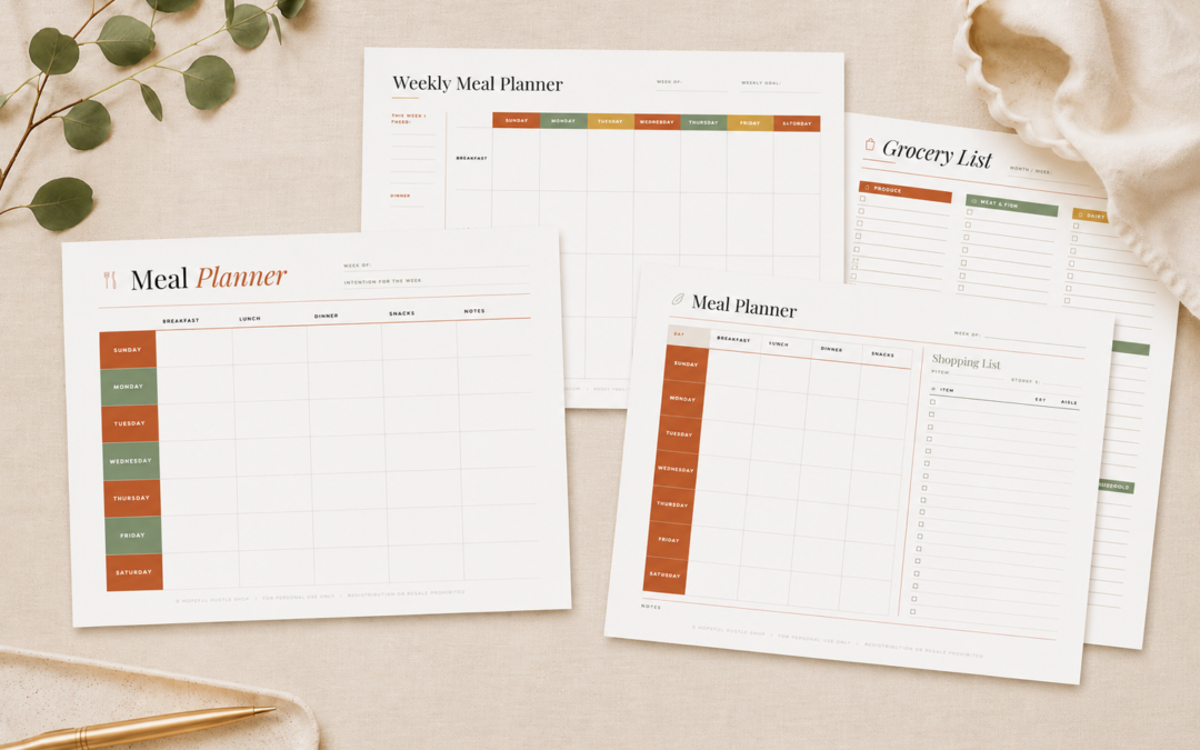 Weekly Meal Plan Template: 4 Free Pages with Grocery List