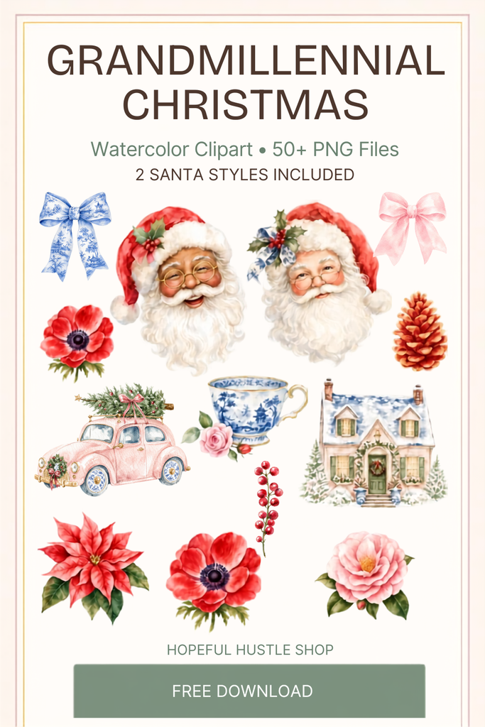 Grandmillennial Christmas pinterest pin