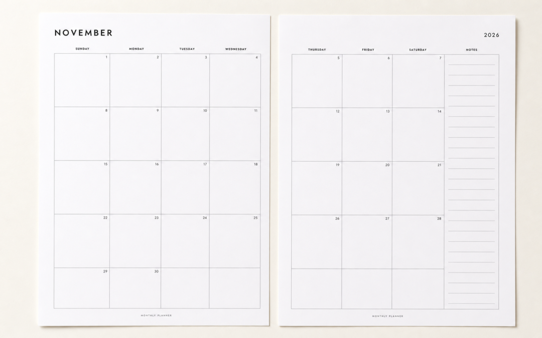 A Free Printable Planner for November 2026 (Simple, Fillable, Ready in Minutes)