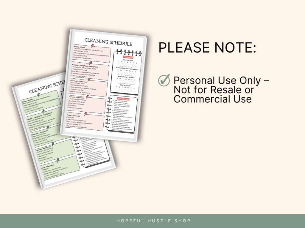 cleaning checklist printable please note