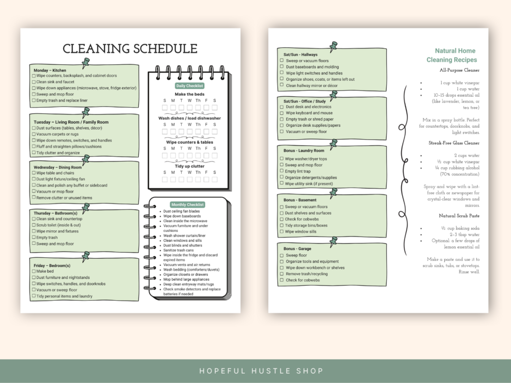 cleaning checklist printable sage